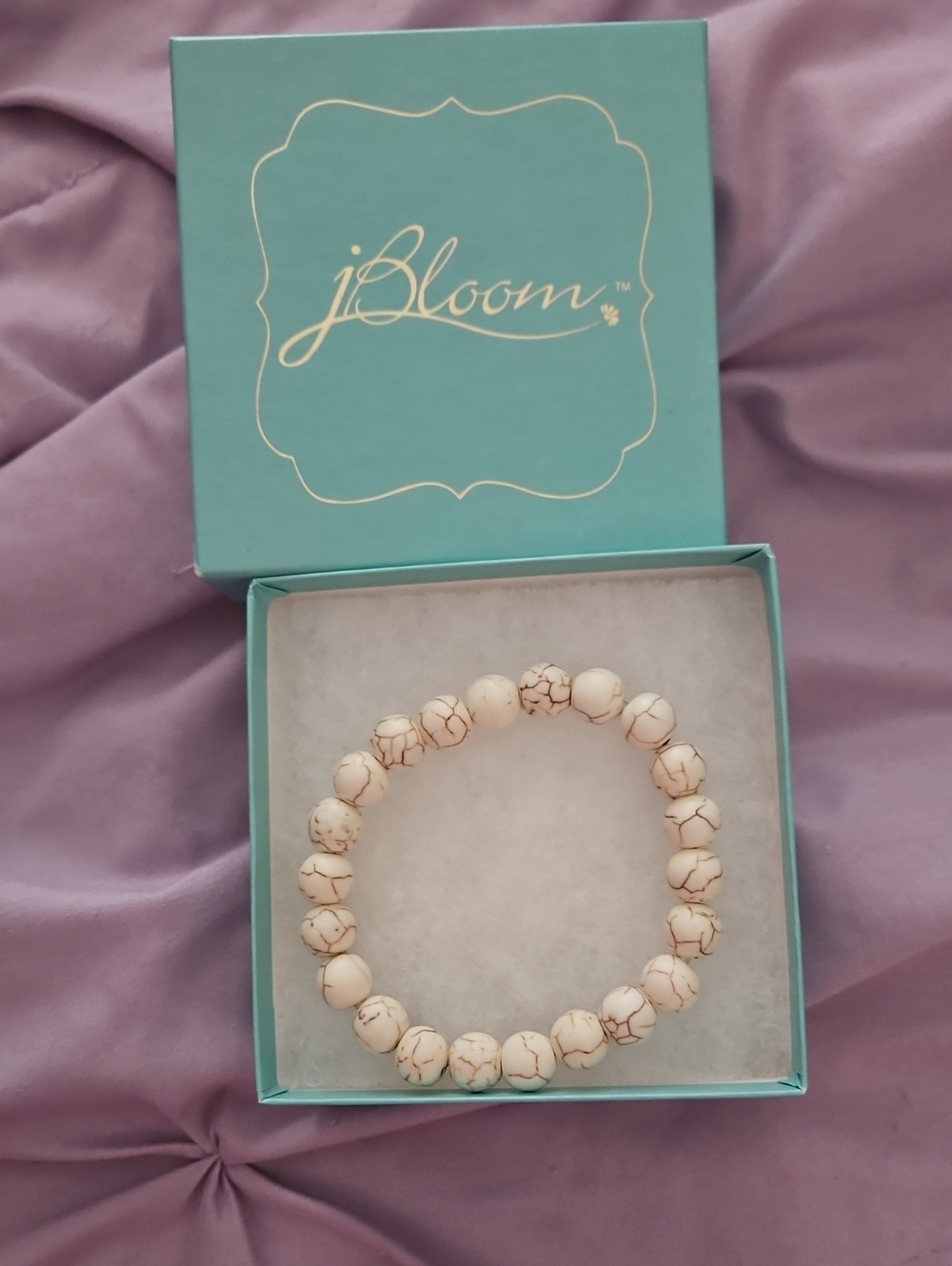 Jbloom Cream Howlite-Inspired Beaded Stretch Bracelet